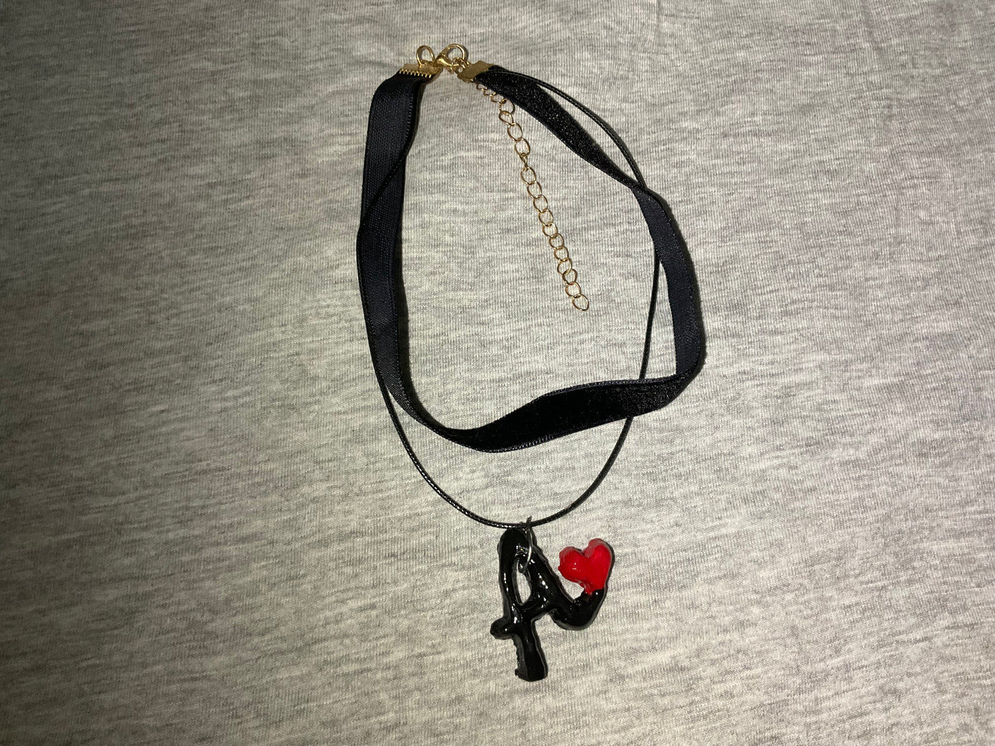 Necklace Letter A with Red Heart