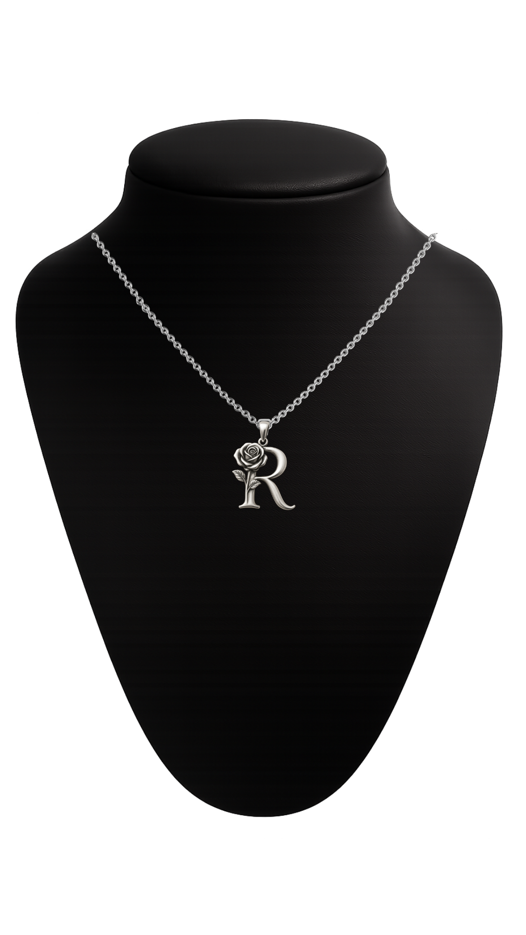 Silver Rose Pendant - R in Blomm