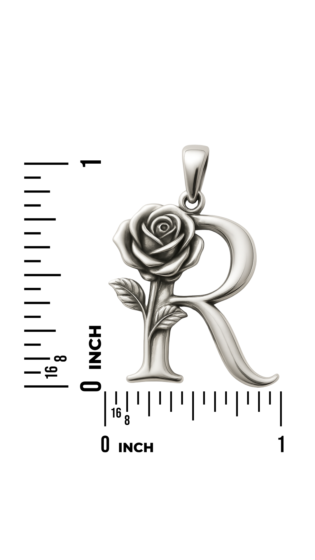 Silver Rose Pendant - R in Blomm