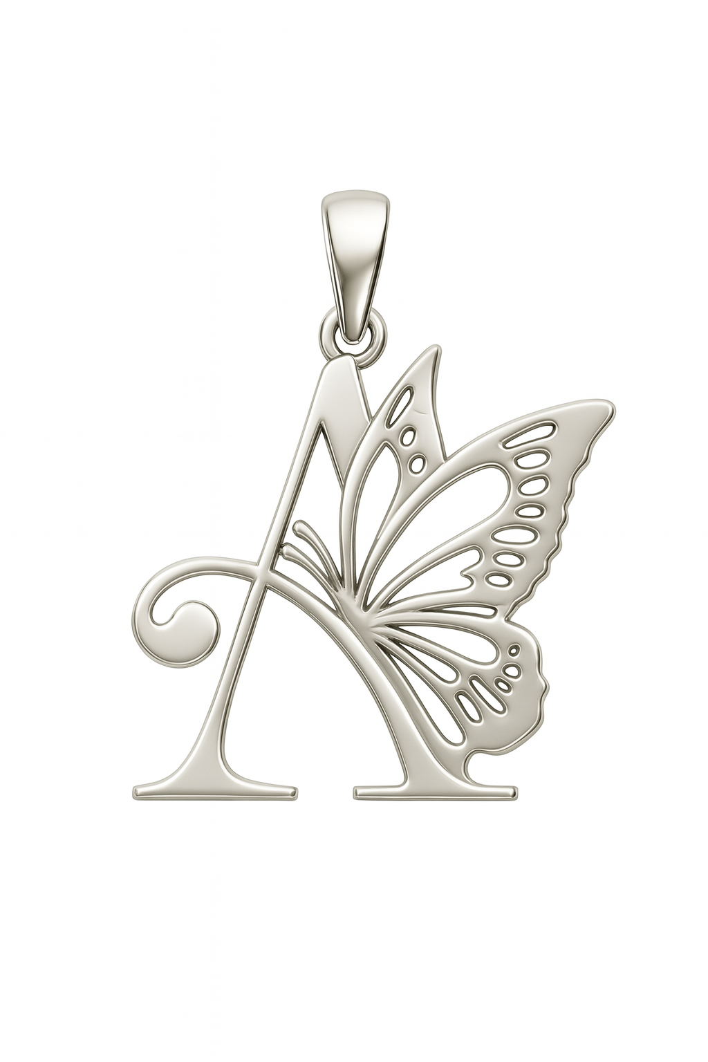 Silver butterfly pendant A Letter 